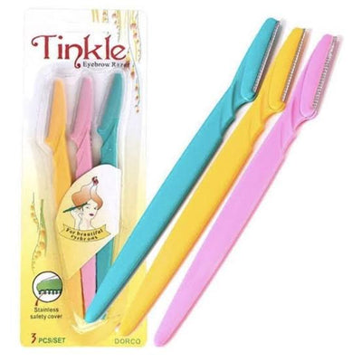 Tinkle Eyebrow Razor 3 Pack, Eyebrow Face Hair Removal & Shaper (random Color)
